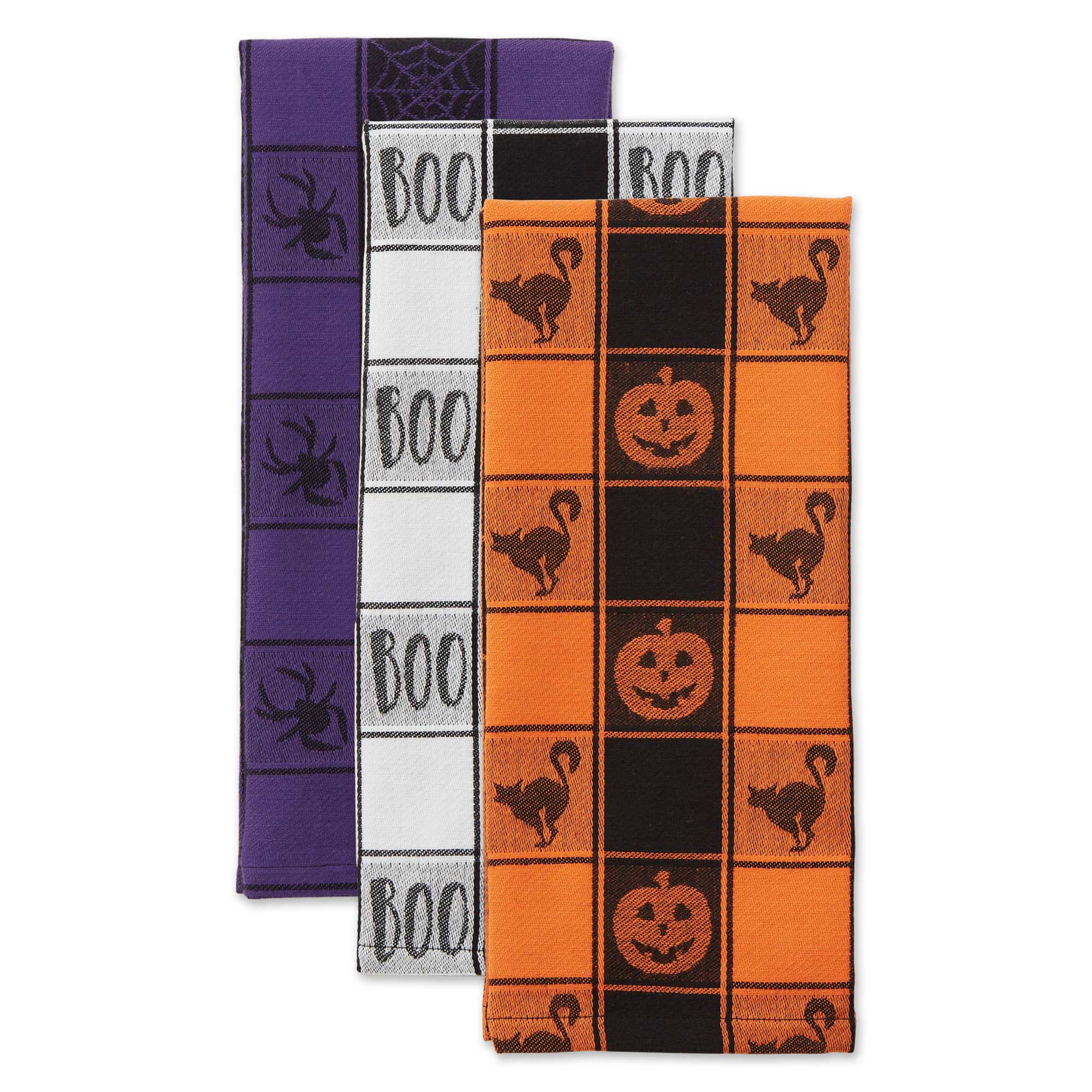 DII® Halloween Woven Check Jacquard Dishtowel Set